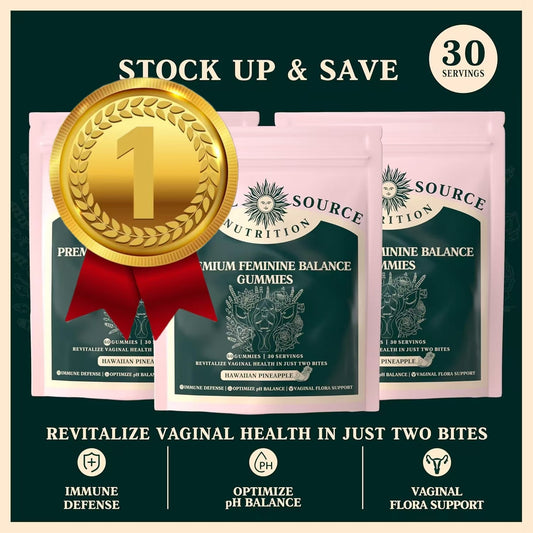 Premium Feminine Balance Gummies - for Women’s Health & Wellness - Immune Support - Vegan, Gluten-Free & Halal - Hawaiian Pineapple - 60 Gummies - 30 Servings
