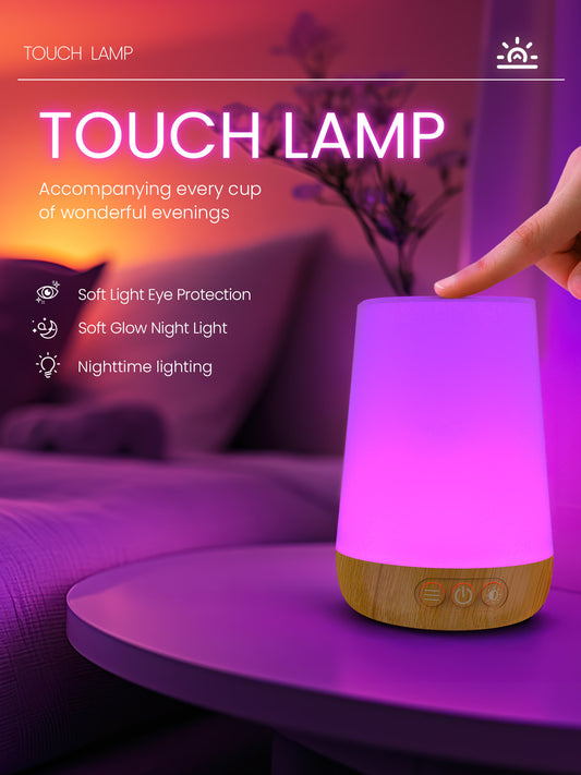 Touch Bedside Table Lamp,4 LIGHTING MODES AVAILABLE,  Rechargeable Desk Lamp, Dimmable Night Light with RGB Color Changing,Portable Lamp for Baby, Bedroom, Living Room